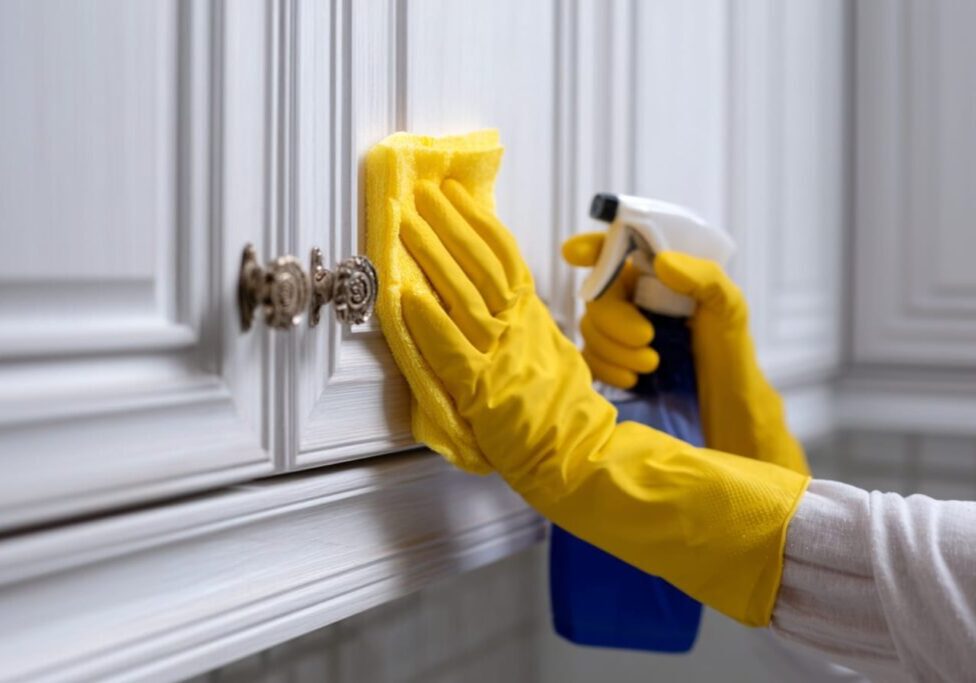 cleaning kitchen cabinets