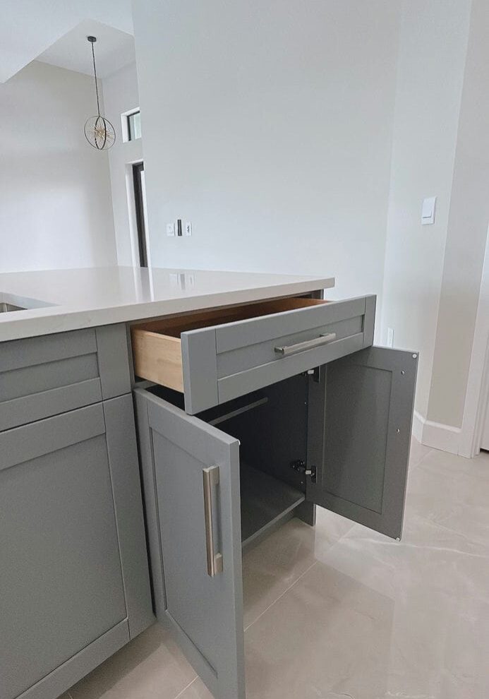 grey rta cabinets and drawers