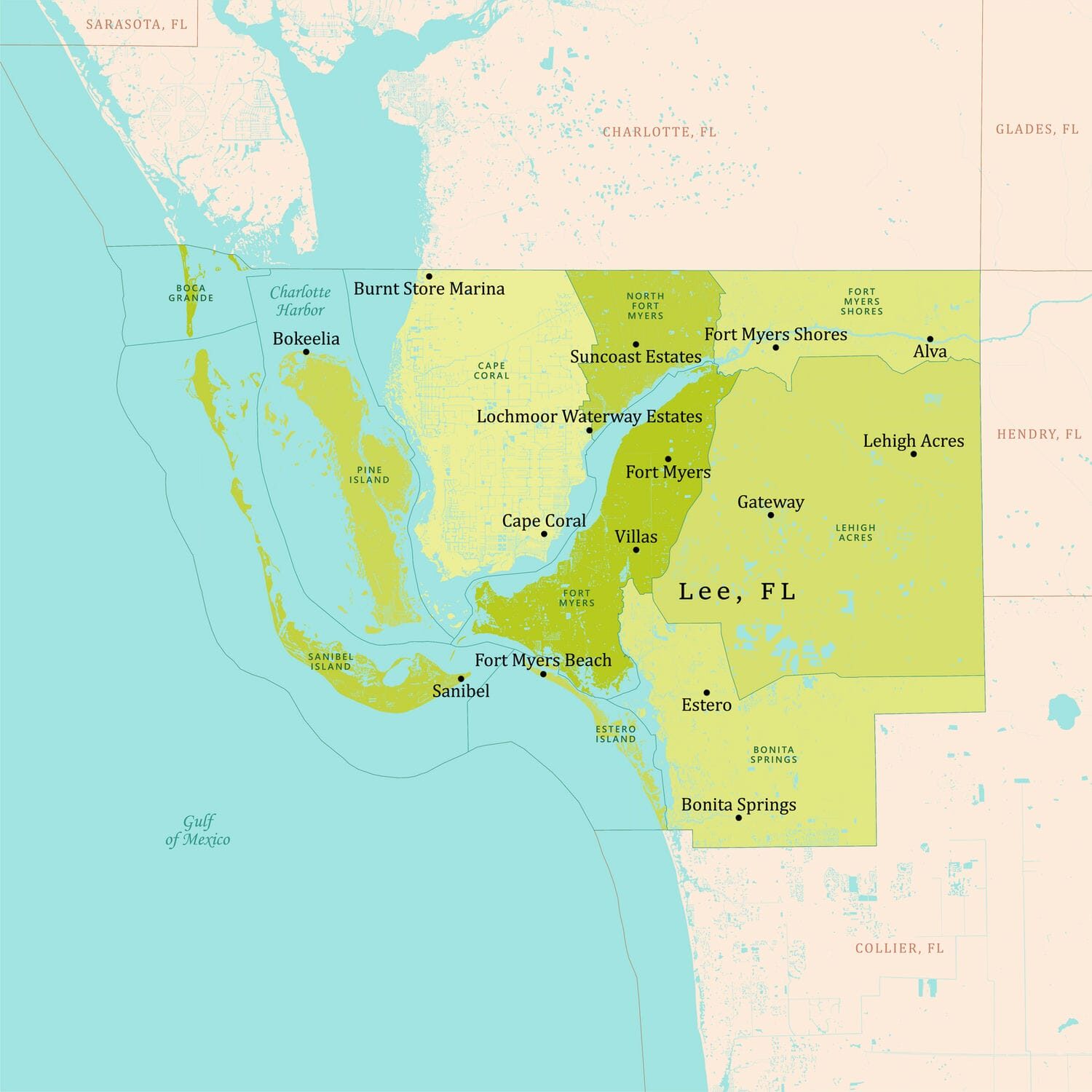 map of lee county florida